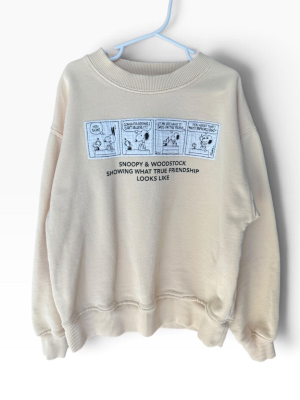 Zara Girls Snoopy Woodstock Peanuts Sweatshirt Cream Size 8-9 Years